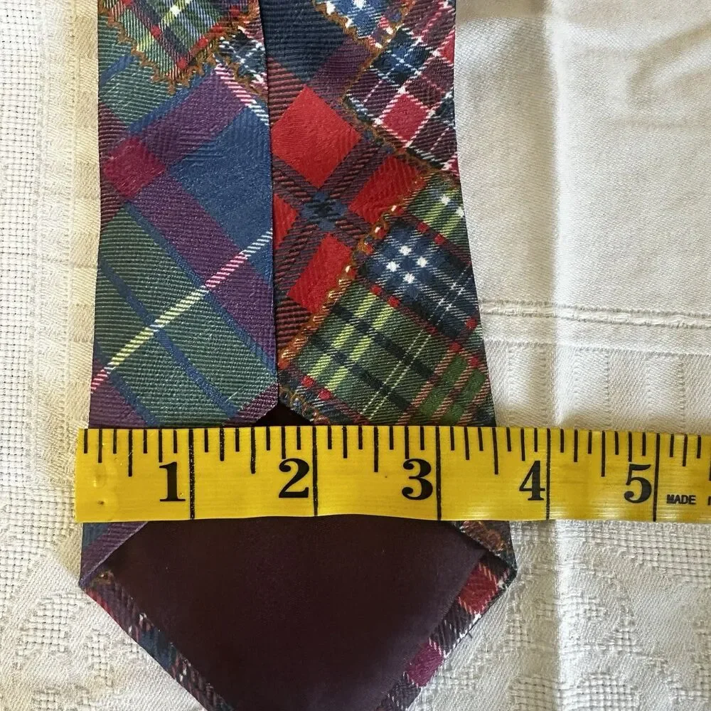 Vintage Jacques Estier Multicolor Plaid Neck Tie Polyester Made In UK